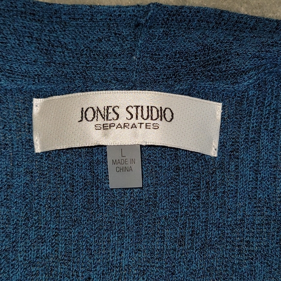Jones Studio Separates Women's 3/4 Sleeves Open Front Cardigan Blue Size Large - Picture 7 of 9